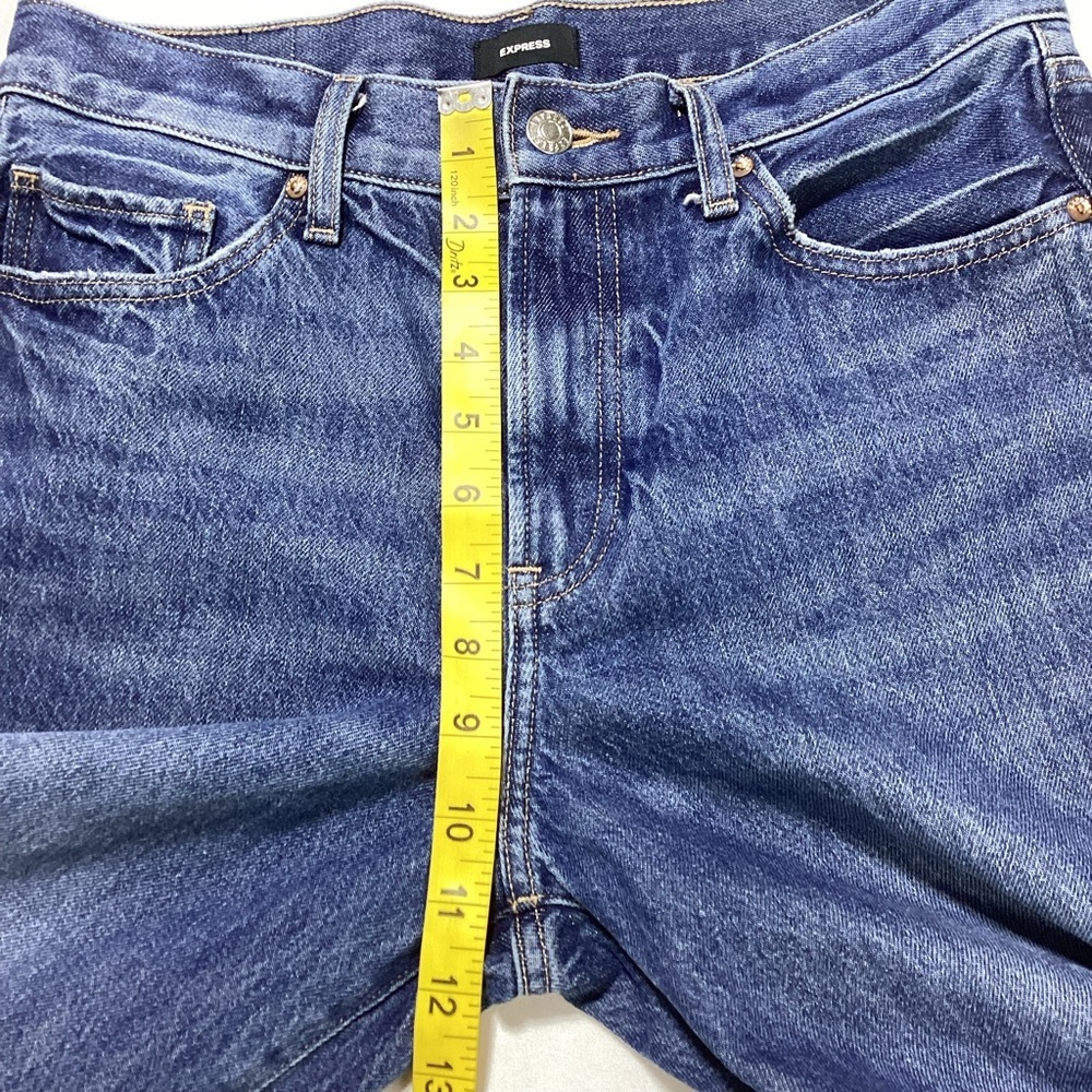 Express Wide Leg High Rise Rígid Blue Denim Jeans - Picture 11 of 15